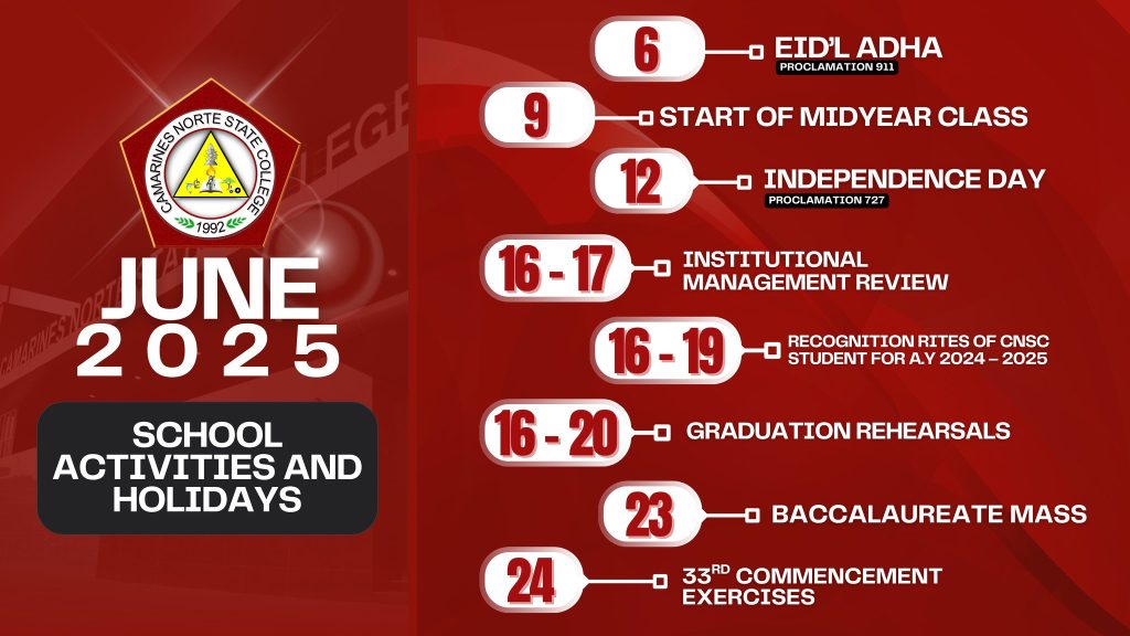 CNSC School Activities for the Month of June