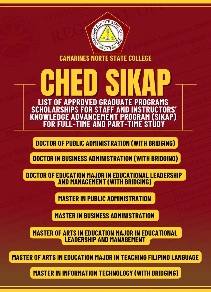 CHED Approves CNSC Graduate School Programs Under SIKAP for AY 2025–2026